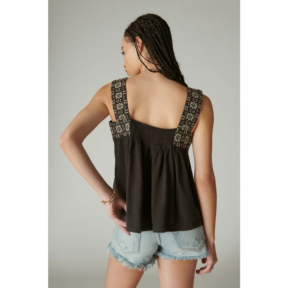 Lucky Brand Embroidered Square Neck Tank XXL Boho Folk Festival Cottagecore - Picture 3 of 11